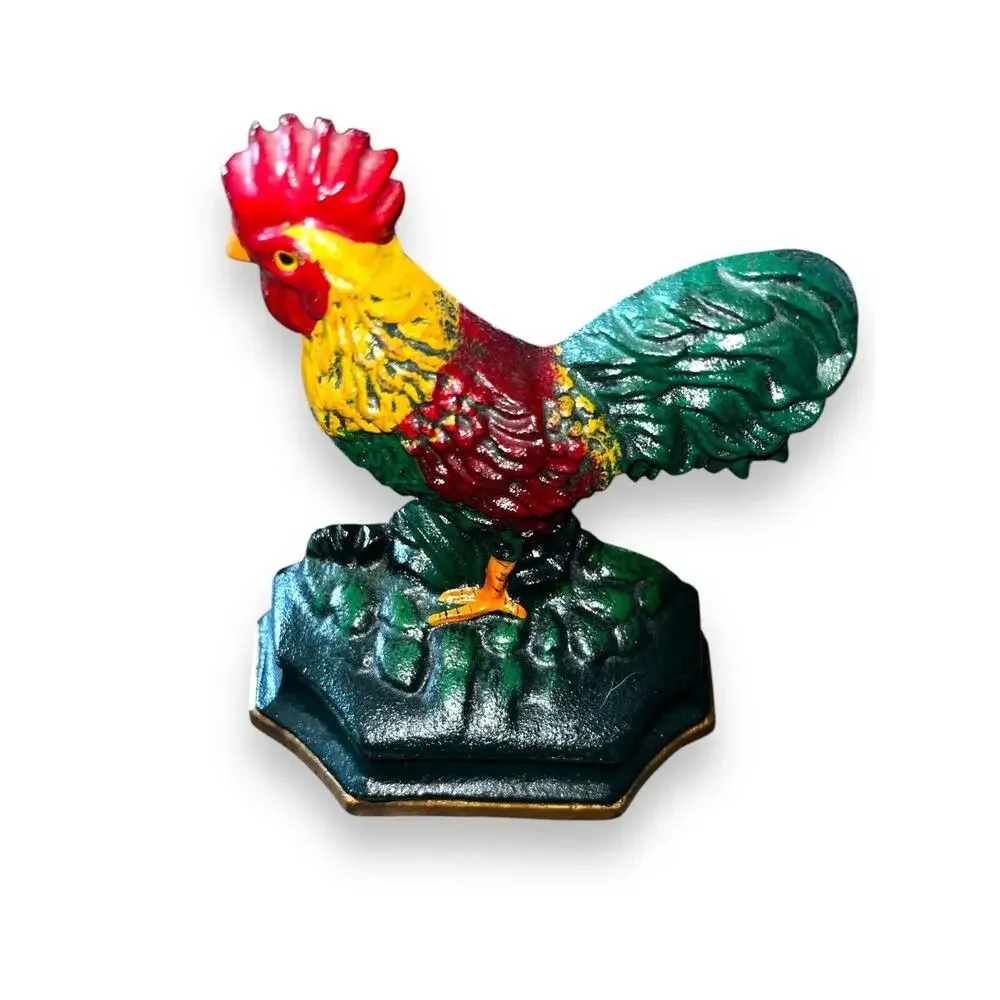 Vintage Cast Iron Rooster Door Stop Farmhouse Country Primitive Decor